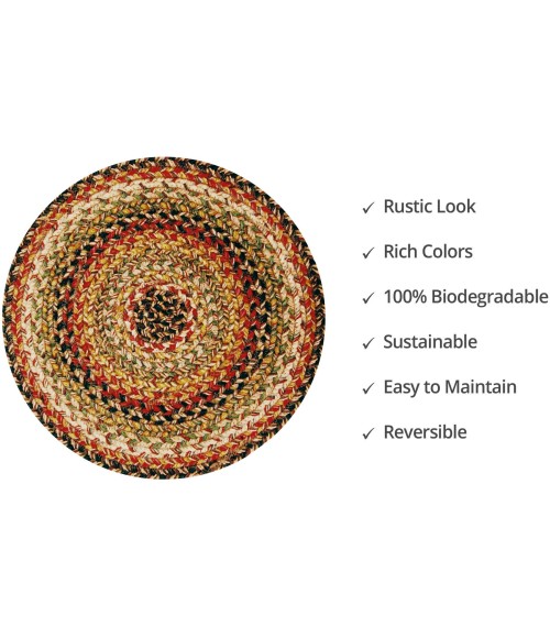 Home Spice Jute Braided Accessories Black Rug 240160PS 15 in. X 15 in. Set of 2 Round - Rugs Town Home Spice Jute Braided Accessories Black 240160PS 15 in. X 15 in. Set of 2 Round Rug