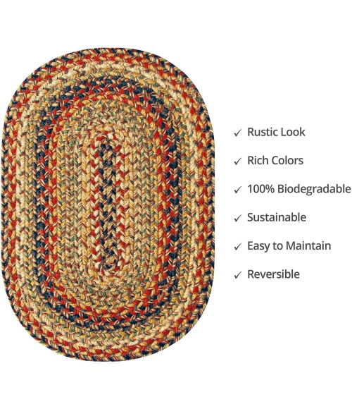 Home Spice Jute Braided Accessories Multi 240082PS 10 in. X 15 in. Set of 4 Oval Rug