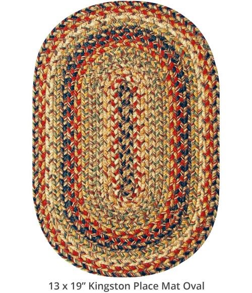 Home Spice Jute Braided Accessories Multi 240082PS 10 in. X 15 in. Set of 4 Oval Rug
