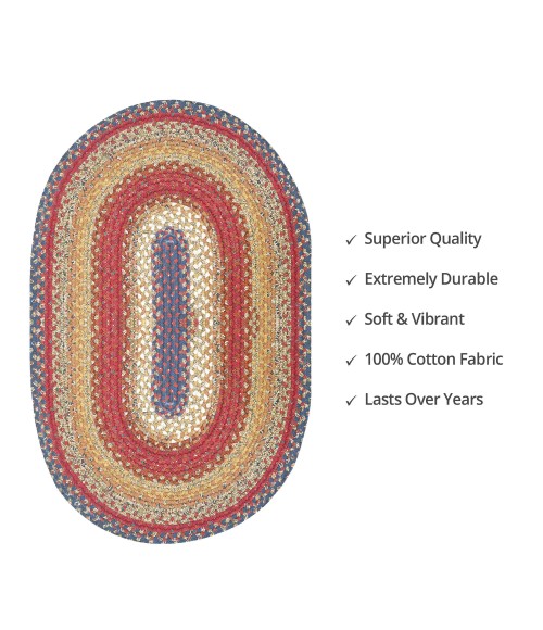 COTTON BRAIDED RUG Homespice Decor Rug Sale. Log Cabin Step Cotton Braided Rug