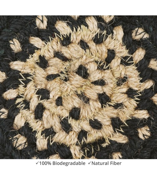 Home Spice Jute Braided Accessories Black Rug 240010PS 4 in. Set of 6 Round - Rugs Town Home Spice Jute Braided Accessories Black 240010PS 4 in. Set of 6 Round Rug