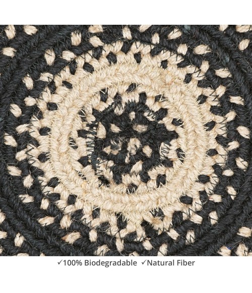 Home Spice Jute Braided Accessories Black Rug 240026PS 8 in. Set of 3 Round - Rugs Town Home Spice Jute Braided Accessories Black 240026PS 8 in. Set of 3 Round Rug