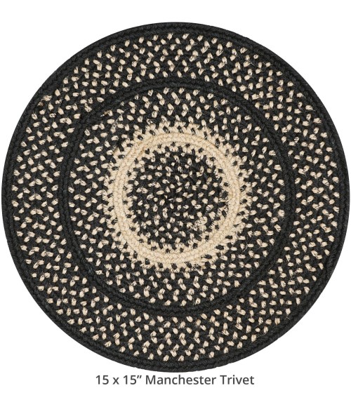 Home Spice Jute Braided Accessories Black Rug 240164PS 15 in. Set of 6 Round - Rugs Town Home Spice Jute Braided Accessories Black 240164PS 15 in. Set of 6 Round Rug