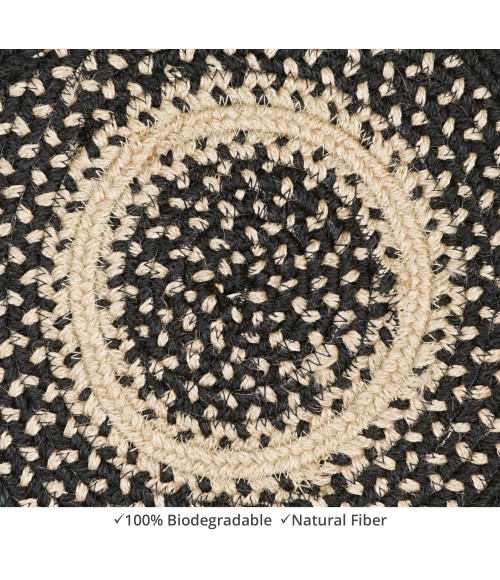 Home Spice Jute Braided Accessories Black Rug 240164PS 15 in. Set of 6 Round - Rugs Town Home Spice Jute Braided Accessories Black 240164PS 15 in. Set of 6 Round Rug