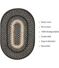 Home Spice Jute Braided Accessories Black 240058PS 13 in. X 19 in. Set of 4 Oval Rug
