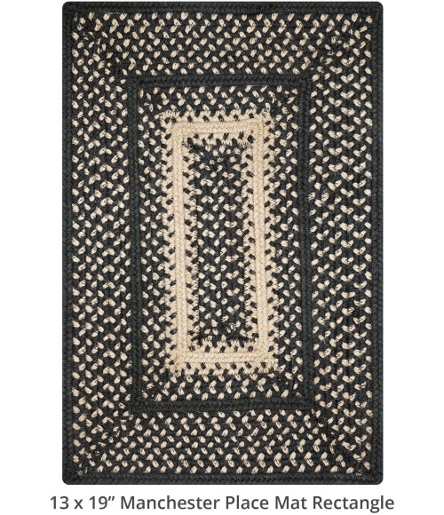 Home Spice Jute Braided Accessories Black Rug 240074PS 13 in. X 19 in. Set of 4 Rect - Rugs Town Home Spice Jute Braided Accessories Black 240074PS 13 in. X 19 in. Set of 4 Rect Rug