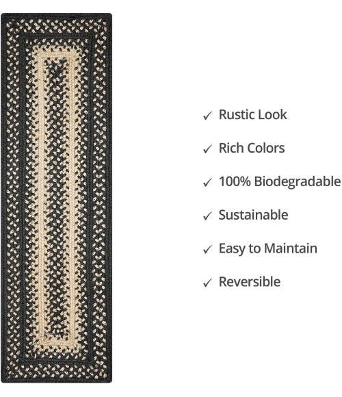 Home Spice Jute Braided Accessories Black Rug 240150PS 8 in. X 28 in. Set of 13 Rect - Rugs Town Home Spice Jute Braided Accessories Black 240150PS 8 in. X 28 in. Set of 13 Rect Rug