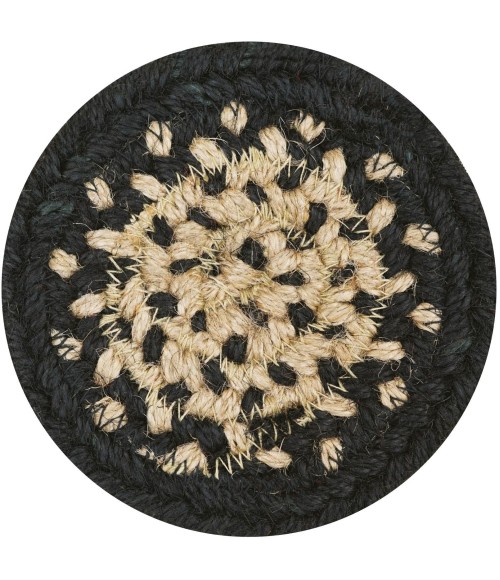 Home Spice Jute Braided Accessories Black Rug 240010PS 4 in. Set of 6 Round - Rugs Town Home Spice Jute Braided Accessories Black 240010PS 4 in. Set of 6 Round Rug