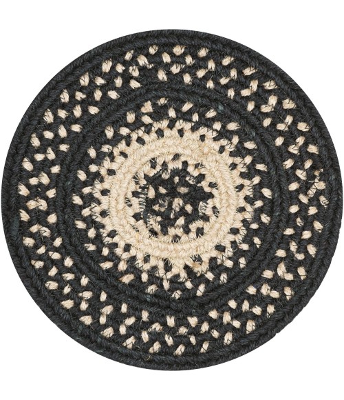Home Spice Jute Braided Accessories Black Rug 240026PS 8 in. Set of 3 Round - Rugs Town Home Spice Jute Braided Accessories Black 240026PS 8 in. Set of 3 Round Rug