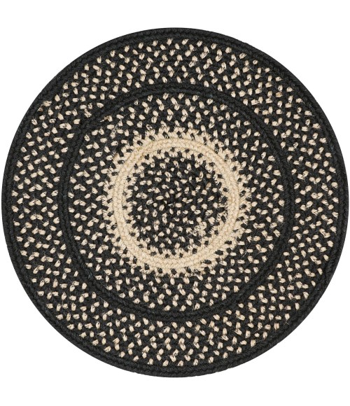 Home Spice Jute Braided Accessories Black Rug 240164PS 15 in. Set of 6 Round - Rugs Town Home Spice Jute Braided Accessories Black 240164PS 15 in. Set of 6 Round Rug