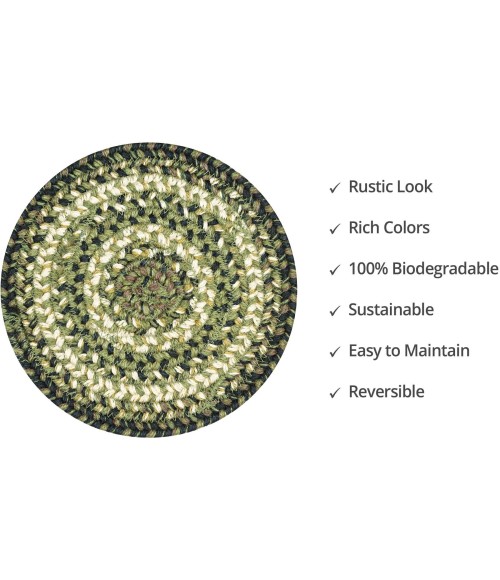 Home Spice Jute Braided Accessories Green Rug 240027PS 8 in. Set of 3 Round - Rugs Town Home Spice Jute Braided Accessories Green 240027PS 8 in. Set of 3 Round Rug