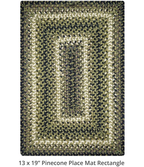 Home Spice Jute Braided Accessories Green 240075PS 13 in. X 19 in. Set of 4 Rect Rug