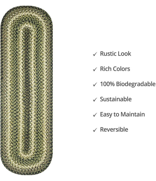 Home Spice Jute Braided Accessories Green 240103PS 8 in. X 28 in. Set of 2 Oval Rug
