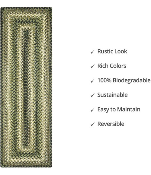 Home Spice Jute Braided Accessories Green 240119PS 8 in. X 28 in. Set of 2 Rect Rug