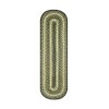 Homespice Decor Jute Braided Accessories Pinecone Green 571748 11 in. X 36 in. Oval Rug