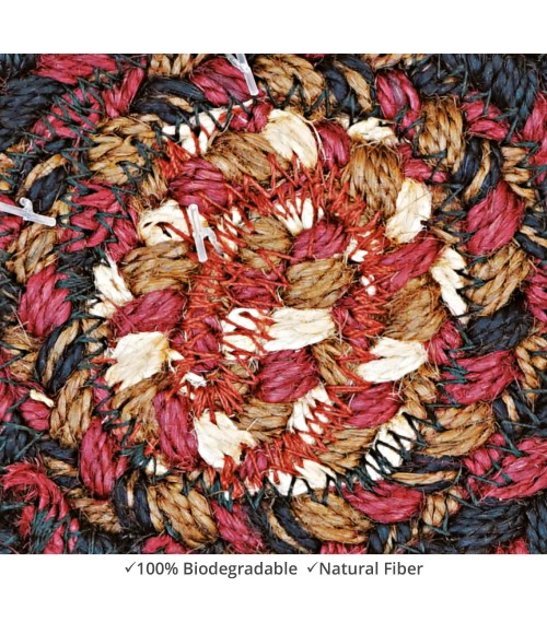 Home Spice Jute Braided Accessories Black 240007PS 4 in. Set of 6 Round Rug