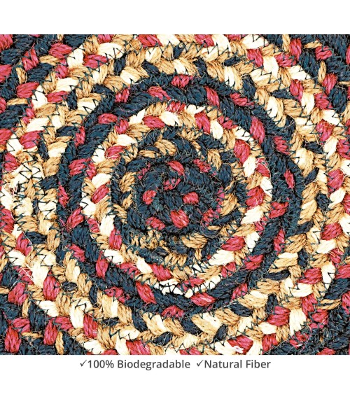 Home Spice Jute Braided Accessories Black Rug 240023PS 8 in. Set of 3 Round - Rugs Town Home Spice Jute Braided Accessories Black 240023PS 8 in. Set of 3 Round Rug