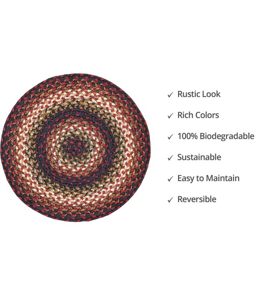 Home Spice Jute Braided Accessories Black 240171PS 15 in. Set of 6 Round Rug
