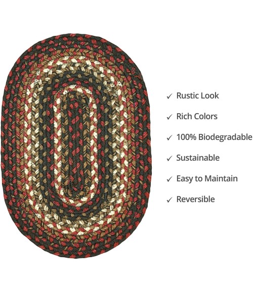 Home Spice Jute Braided Accessories Black Rug 240055PS 13 in. X 19 in. Set of 4 Oval - Rugs Town Home Spice Jute Braided Accessories Black 240055PS 13 in. X 19 in. Set of 4 Oval Rug