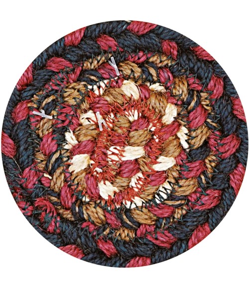 Home Spice Jute Braided Accessories Black 240007PS 4 in. Set of 6 Round Rug