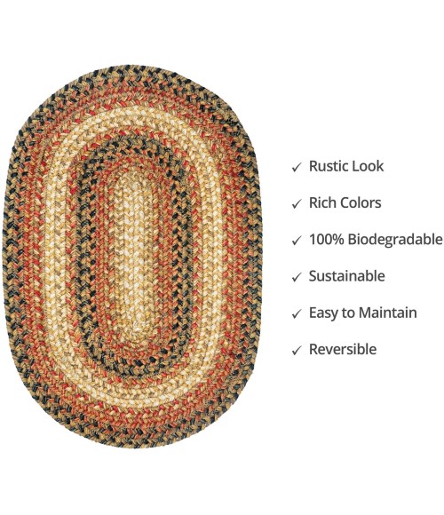 Home Spice Jute Braided Accessories Beige 240049PS 13 in. X 19 in. Set of 4 Oval Rug