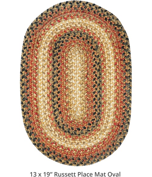 Home Spice Jute Braided Accessories Beige 240049PS 13 in. X 19 in. Set of 4 Oval Rug