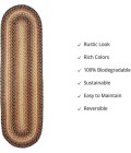 Home Spice Jute Braided Accessories Beige 240093PS 8 in. X 28 in. Set of 2 Oval Rug