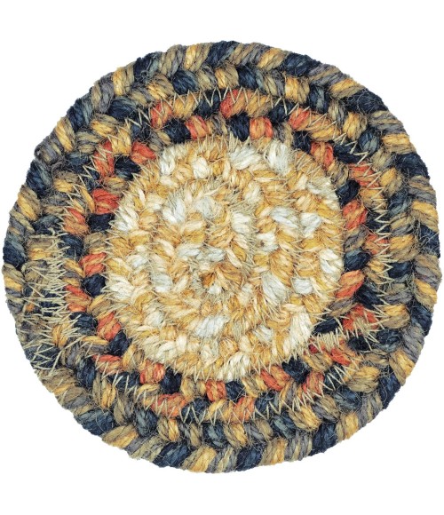 Homespice Decor Jute Braided Accessories Russett Beige 240001PS 4 in. Set of 6 Round Rug