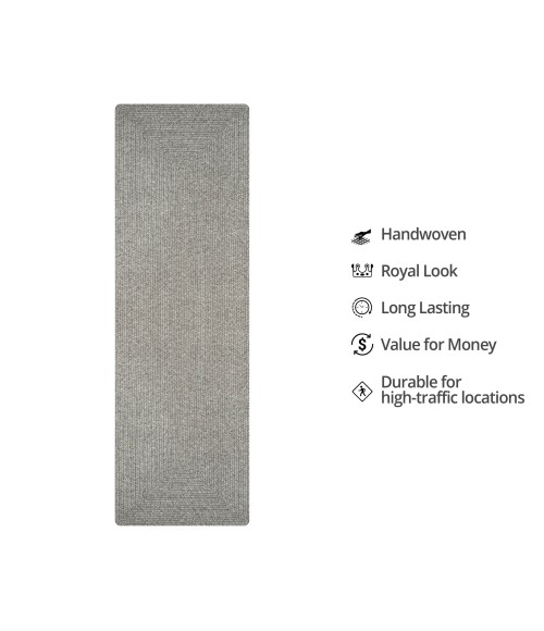 Homespice Decor Ultra Durable Braided Slate Light Grey 329561 22 in. X 72 in. Rect Rug