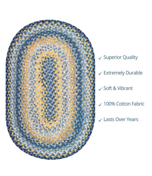COTTON BRAIDED RUG Homespice Cotton Braided Blue Rug
