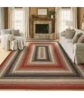 Homespice Decor Jute Braided Rug Red & Black Chester 10in. x 10in. Rect. Rug