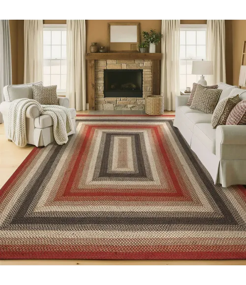 Homespice Decor Jute Braided Rug Red & Black Chester 10in. x 10in. Rect. Rug