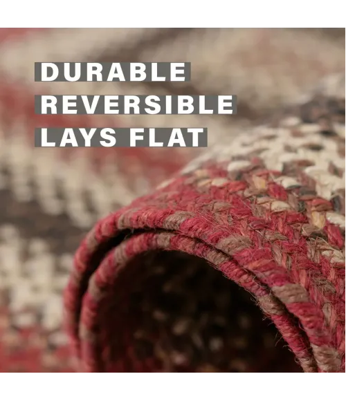 Homespice Decor Jute Braided Rug Red & Black Chester 10in. x 10in. Rect. Rug