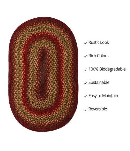 JUTE BRAIDED RUG Homespice Jute Braided Red Rug