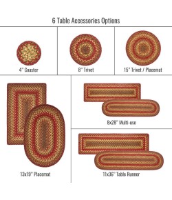 Homespice Decor Jute Braided Accessories Cider Barn Red 240089PS 10 in. X 15 in. Set of 4 Rect Rug