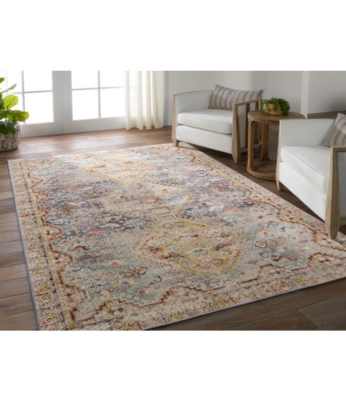 BEQ01 Esquire Rug Vibe by Jaipur Living Esquire Indoor/Outdoor Medallion Blue/ Mulitcolor Area Rug 5'X8'