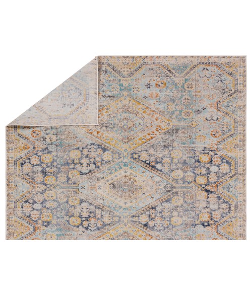 Vibe by Jaipur Living Marquess Indoor/Outdoor Medallion Blue/ Orange Runner Rug 3'X8'
