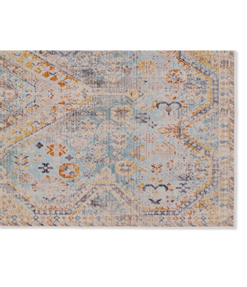 Vibe by Jaipur Living Marquess Indoor/Outdoor Medallion Blue/ Orange Runner Rug 3'X8'