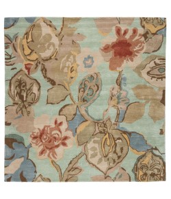 Jaipur Living Blue Petal Pusher BL71 Green/Multicolor 8 ft. X 8 ft. Square Rug