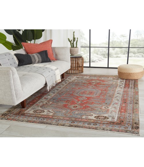 BOH10 Palazza Rug Jaipur Living Palazza Medallion Gray/ Orange Runner Rug 2'6"X8'
