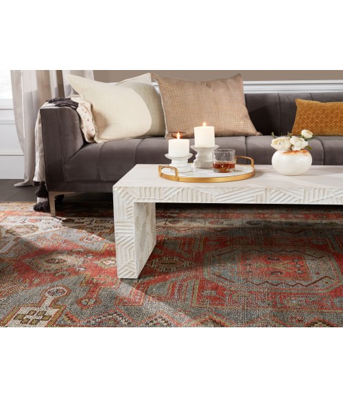 BOH10 Palazza Rug Jaipur Living Palazza Medallion Gray/ Orange Runner Rug 2'6"X8'