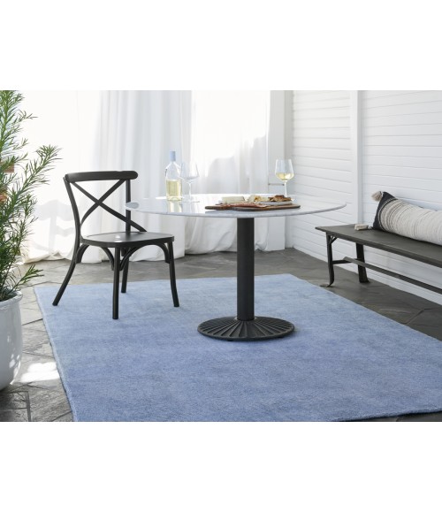 Jaipur Living Danan Indoor/ Outdoor Solid Light Blue/ Cream Area Rug 4'X6'