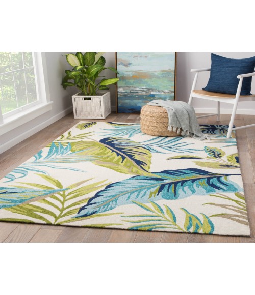 Catalina Area Rug Jaipur Living Fraise Indoor/ Outdoor Floral Blue/ Green Area Rug (5'X7'6")