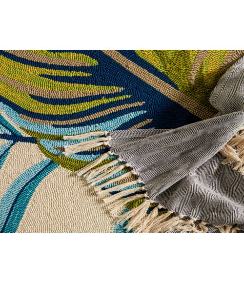 Catalina Area Rug Jaipur Living Fraise Indoor/ Outdoor Floral Blue/ Green Area Rug (5'X7'6")
