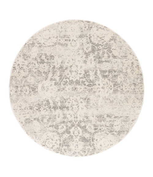 Cirque Area Rug Jaipur Living Alonsa Abstract Gray/ White Round Area Rug (6'X6')