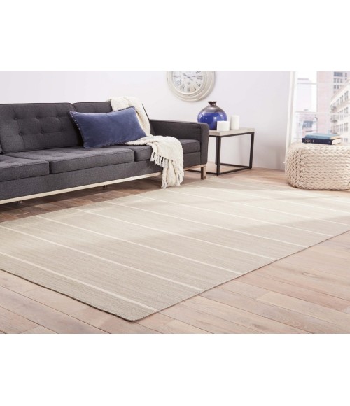 Jaipur Living Cape Cod Handmade Stripe Gray/ White Area Rug (7'10"X9'10")