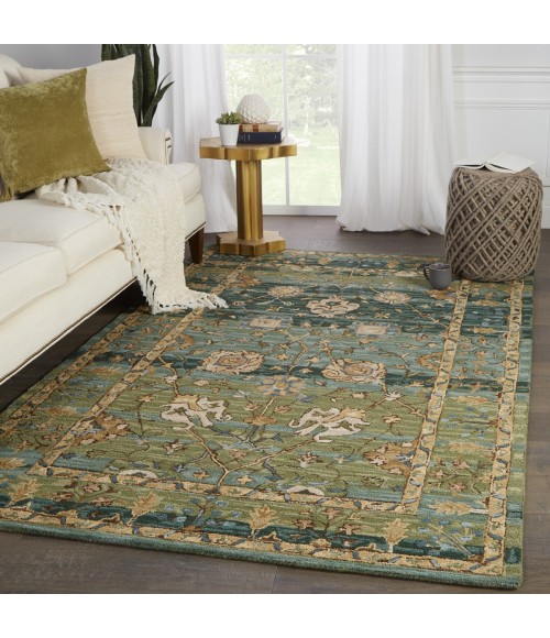 Cardamom Area Rug Vibe by Jaipur Living Ahava Handmade Oriental Green/ Blue Area Rug (8'X10')