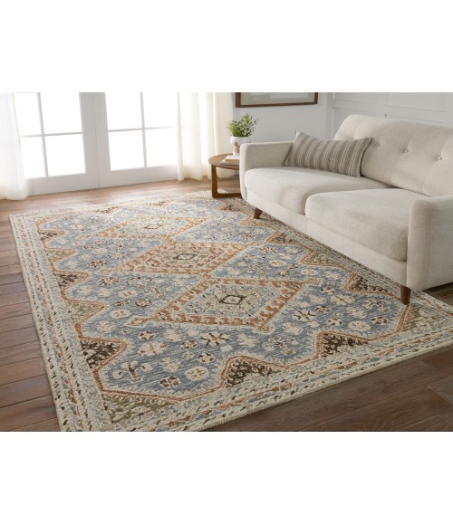 COM17 Zascha Rug Vibe by Jaipur Living Zascha Handmade Medallion Blue/ Brown Area Rug 9'X12'