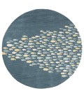 Coastal Resort Area Rug Jaipur Living Schooled Handmade Animal Blue/ Gray Round Area Rug (8'X8')