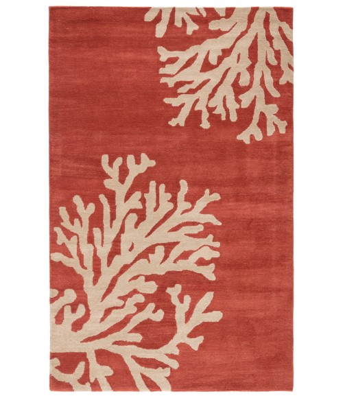 Coastal Seaside Area Rug Jaipur Living Bough Handmade Abstract Coral/ Tan Area Rug (5'X8')